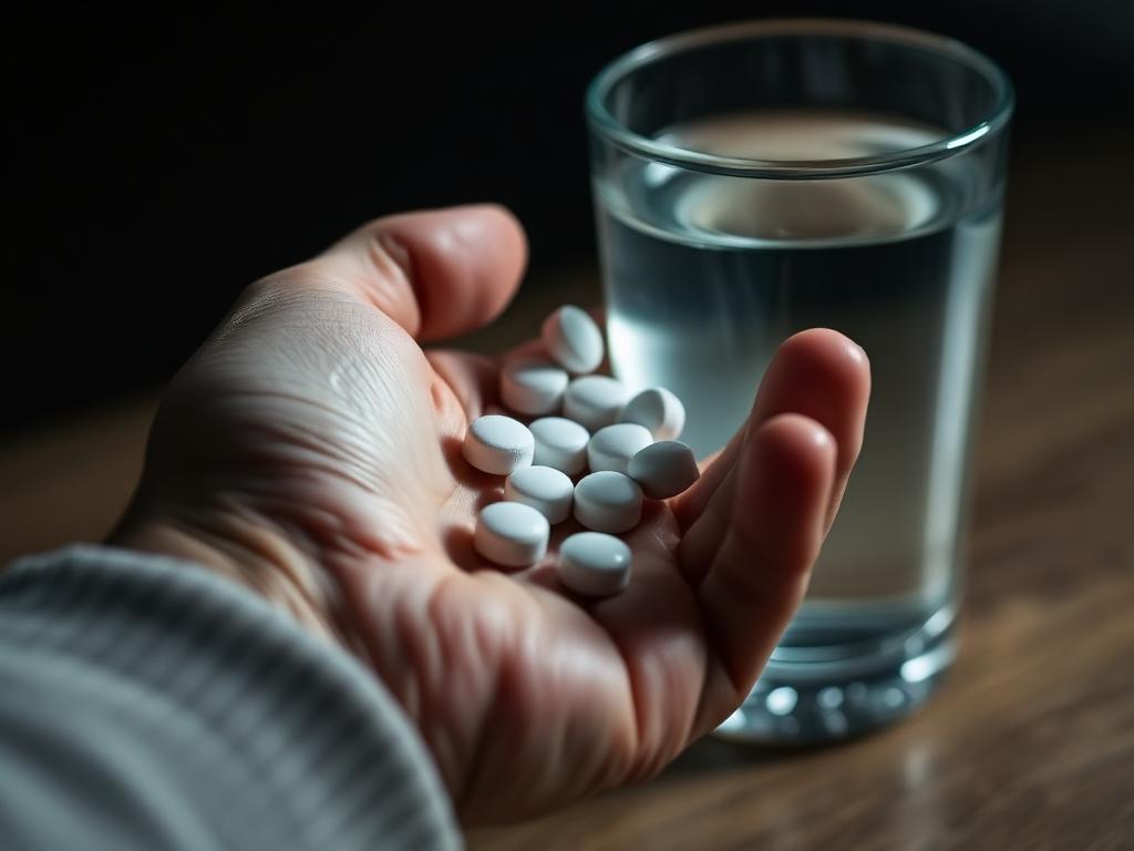 Hand mit Ibuprofen-Tabletten
